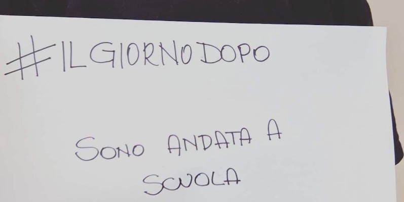 Foto dal post Facebook di Eva Bierce con cui ha lanciato l’hashtag #ilgiornodopo