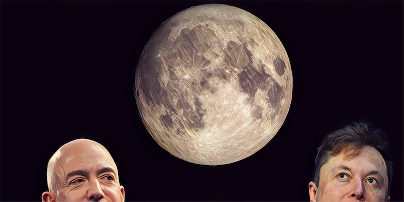 Elon Musk e Jeff Bezos litigano per la Luna