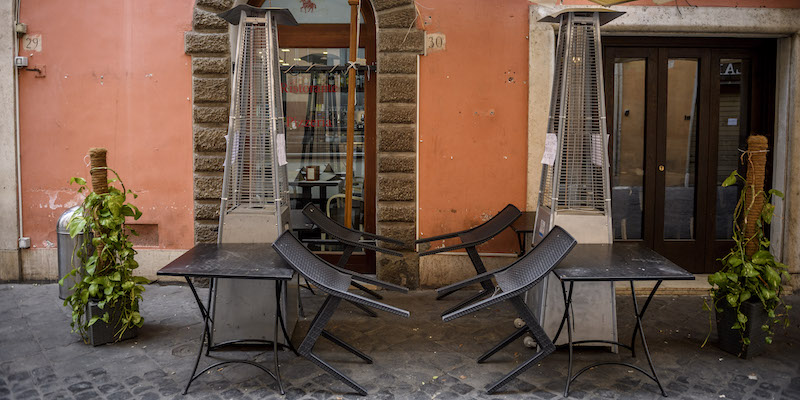 Un ristorante di Roma chiuso, il 15 aprile 2021 (Antonio Masiello/Getty Images)