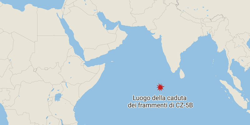 Il razzo cinese è caduto a 7.000 chilometri di distanza dall'Italia