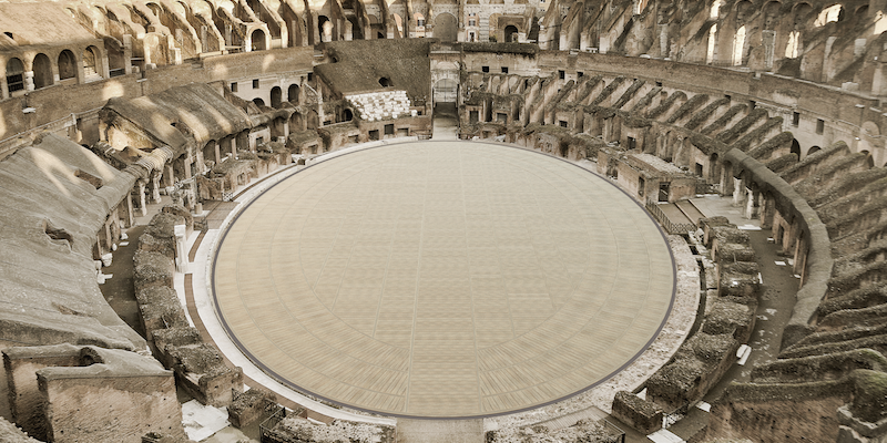 Rendering della nuova arena del Colosseo (Ministero della Cultura)