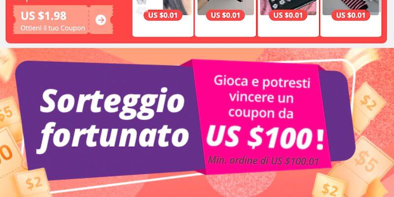 Uno screenshot del sito di AliExpress