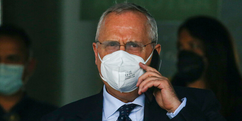 Claudo Lotito allo stadio Arechi di Salerno (Alessandro Garofalo/LaPresse)