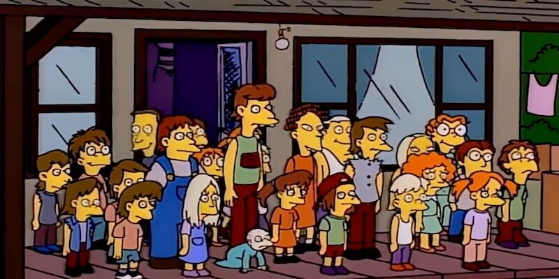 La numerosa famiglia di Cletus e Brandine, nei “Simpson”. (FOX)