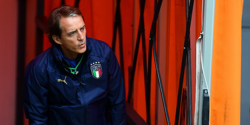 Roberto Mancini in allenamento con l'Italia a Wembley (Claudio Villa/Getty Images)