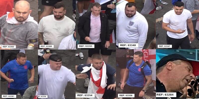 La polizia londinese ha chiesto aiuto per trovare dieci uomini coinvolti nei disordini prima della finale degli Europei