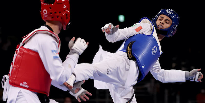Vito Dell’Aquila nella semifinale del taekwondo 58 chili (Maja Hitij/Getty Images)