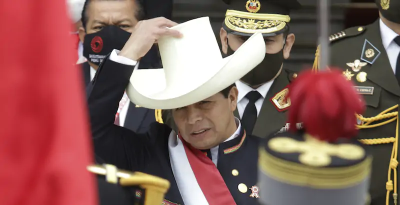 Il neoeletto presidente del Perù Pedro Castillo (AP Photo/Francisco Rodriguez)