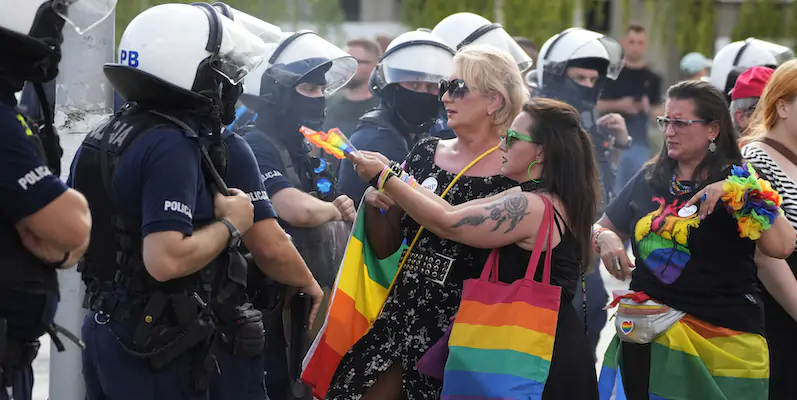 Il Pride di Częstochowa, Polonia, 21 agosto 2021. (AP Photo/Czarek Sokolowski)