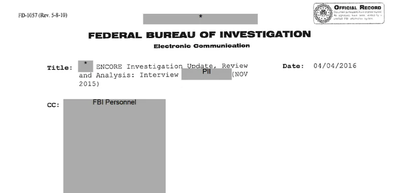 L'FBI ha pubblicato un documento finora secretato riguardante le indagini sugli attentati dell'11 settembre 2001