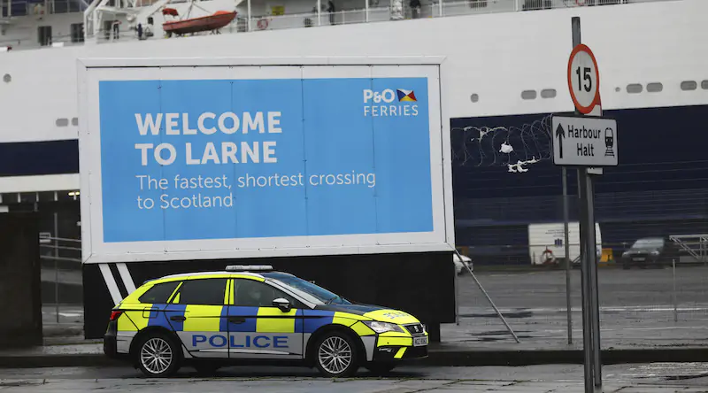Il porto di Larne, in Irlanda del Nord (AP Photo/Peter Morrison, file)