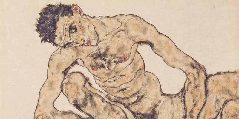 Egon Schiele, “Autoritratto nudo”(Aktselbstbildnis) 1916, museo Albertina, Vienna