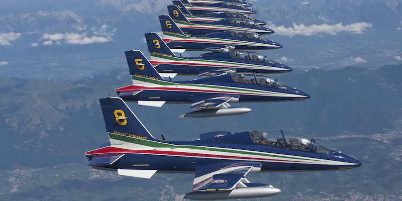 Un volo di addestramento delle Frecce Tricolori (Foto Aeronautica Militare)