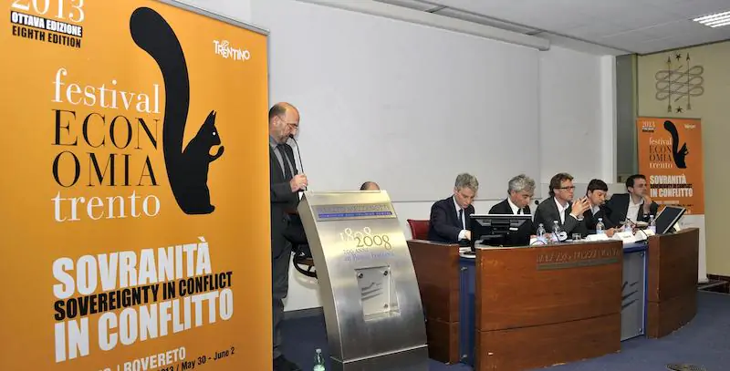 La conferenza stampa di presentazione dell'edizione del 2013 del Festival dell'Economia di Trento (ANSA/BERNARDINATTI)