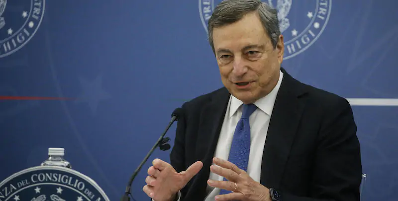 Il presidente del Consiglio Mario Draghi (POOL/ANSA/FABIO FRUSTACI)