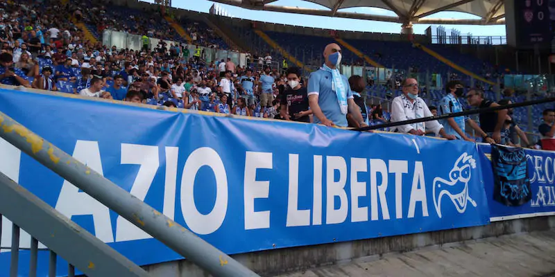  Lo striscione del gruppo Lazio e Libertà allo stadio Olimpico
(ANSA/Uff stampa Lazio e libertà)