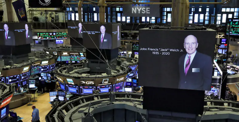 Immagini di Jack Welch alla New York Stock Exchange (AP Photo/Richard Drew)
