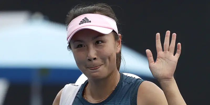 La tennista Peng Shuai dopo una gara nel gennaio del 2019 (AP Photo/ Mark Schiefelbein)