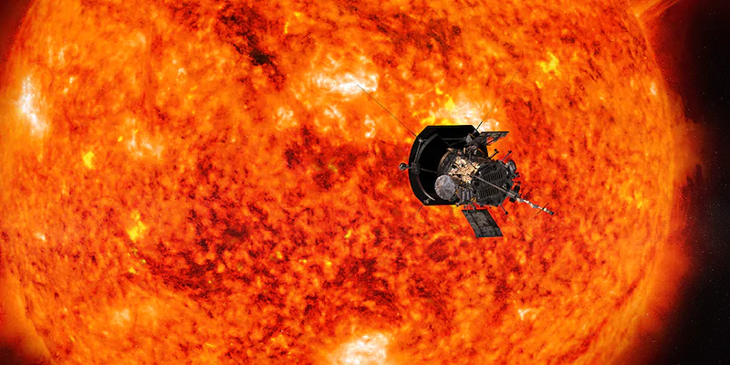 Parker Solar Probe e il Sole, in un'elaborazione grafica (NASA)