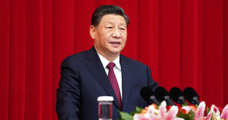 Il presidente cinese Xi Jinping durante il discorso di fine anno a Pechino (Xinhua/ Yan Yan via ANSA)