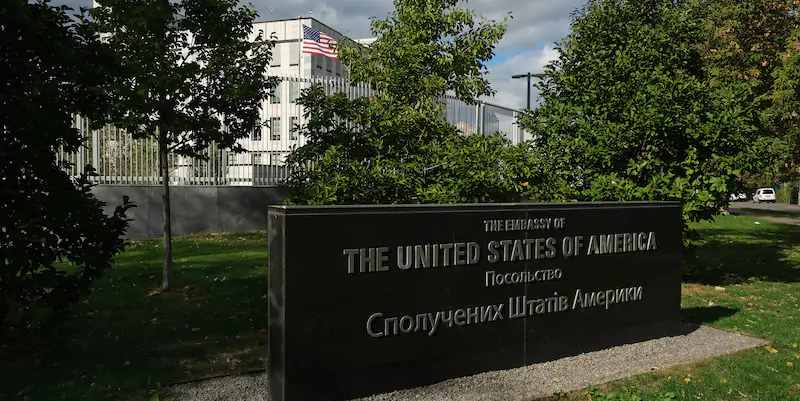 L'ambasciata degli Stati Uniti a Kiev, in Ucraina (Sean Gallup/Getty Images)