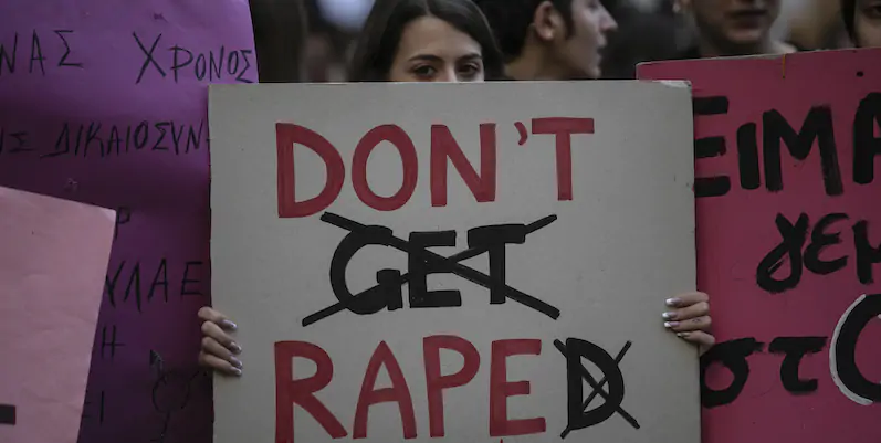 Manifestazione femminista contro stupri e femminicidi, Atene, 23 novembre 2019 (AP Photo/Yorgos Karahalis)