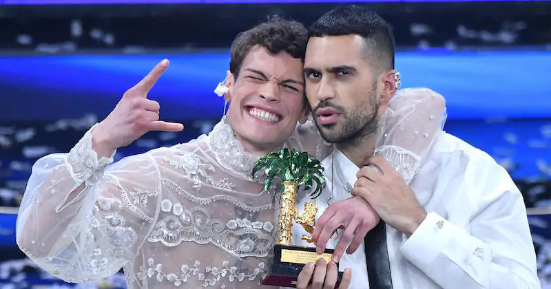 Blanco e Mahmood, vincitori della 72ma edizione del Festival. Sanremo, 5 febbraio (ANSA, Ettore Ferrari)