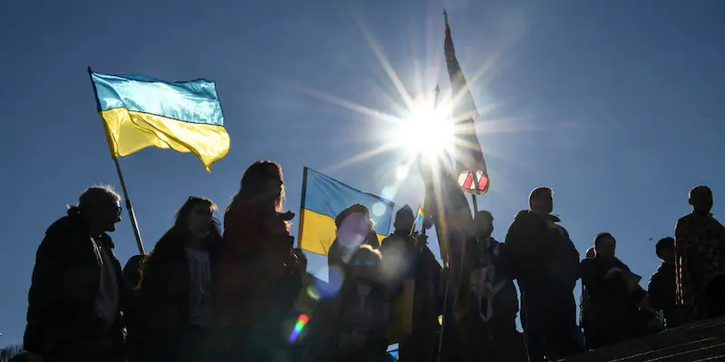 Manifestanti a sostegno dell'Ucraina, Washington, Stati Uniti (Kenny Holston/Getty Images)