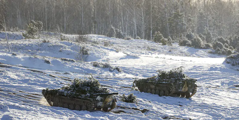 Un'esercitazione militare congiunta dell'esercito russo e di quello bielorusso (BelTA via AP)