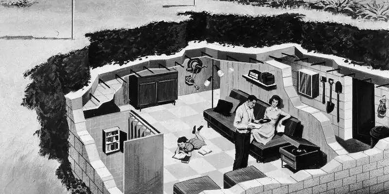 Un'immagine dei primi anni Sessanta di un rifugio antiatomico (Hulton Archive/Getty Images)