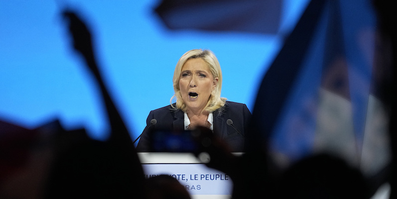 Marine Le Pen, Arras, 21 aprile 2022 (AP Photo/Michel Euler)