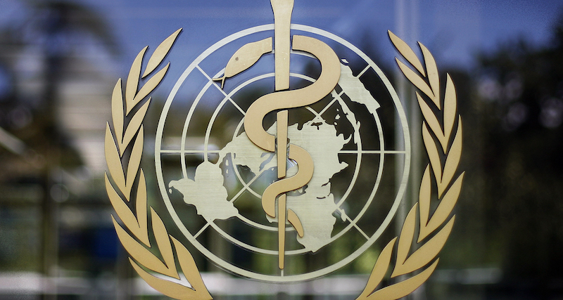 Il simbolo dell'Organizzazione mondiale della sanità (AP Photo/Anja Niedringhaus, file)