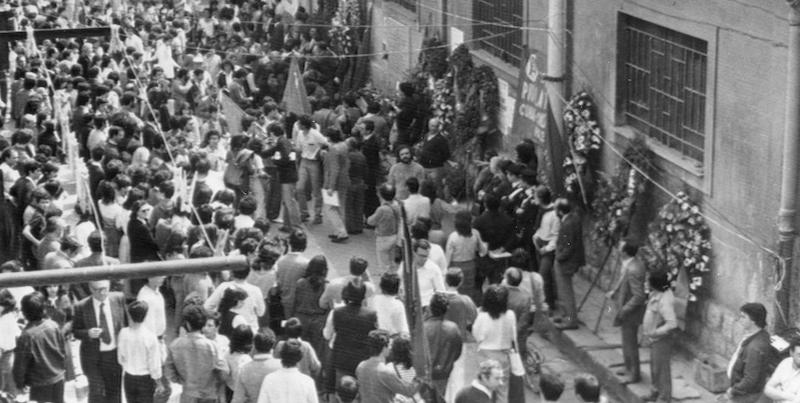 Una commemorazione per Pio La Torre e Rosario Di Salvo a Palermo nel 1983. (ANSA/OLDPIX)