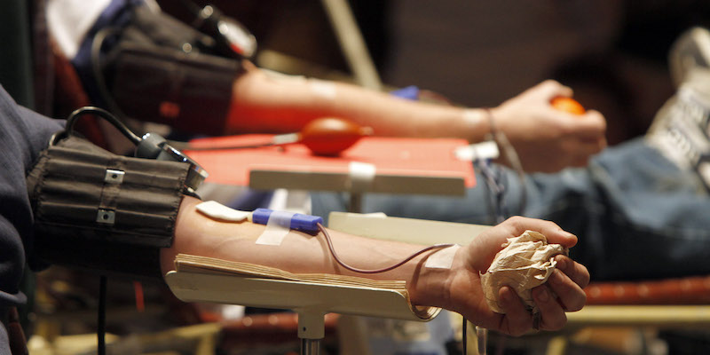 Una donazione del sangue negli Stati Uniti, nel 2011 (AP Photo/Toby Talbot, File)