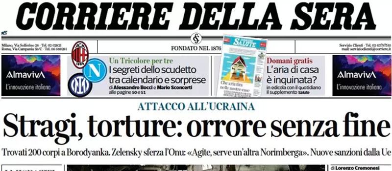 Le prime pagine di mercoledì 6 aprile 2022
