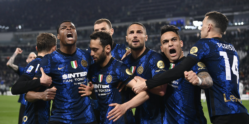 L'Inter dopo il gol dell'1-0 segnato alla Juventus (LaPresse/Fabio Ferrari)
