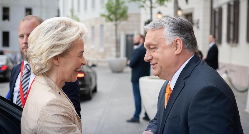 La presidente della Commissione europea, Ursula von der Leyen, incontra a Budapest il primo ministro ungherese Viktor Orbán (Ufficio stampa del primo ministro d'Ungheria)