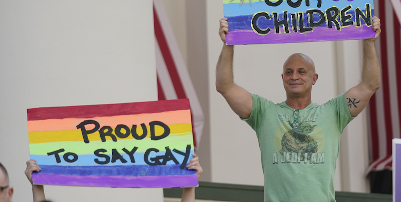 Una protesta a Tallahassee, contro la legge approvata in Florida. (AP Photo/Wilfredo Lee)