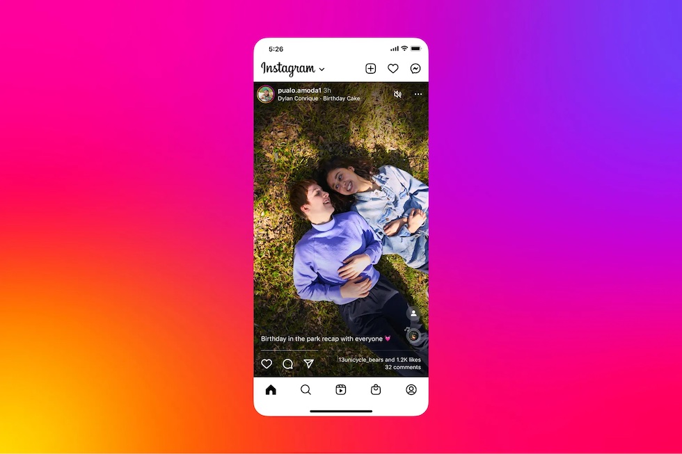 La nuova visualizzazione del feed instagram con i post verticali 