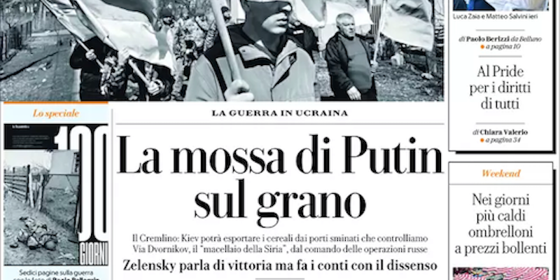 La prima pagina di Repubblica