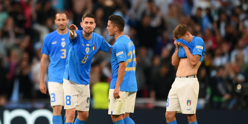 Jorginho e Giacomo Raspadori nella Finalissima contro l'Argentina (Shaun Botterill/Getty Images)