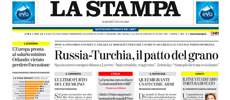 Le prime pagine di martedì 7 giugno 2022