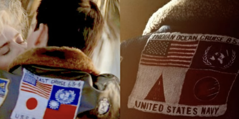 La toppa, vista in "Top Gun" e nel trailer di "Top Gun: Maverick" (Paramount Pictures, IMDb)