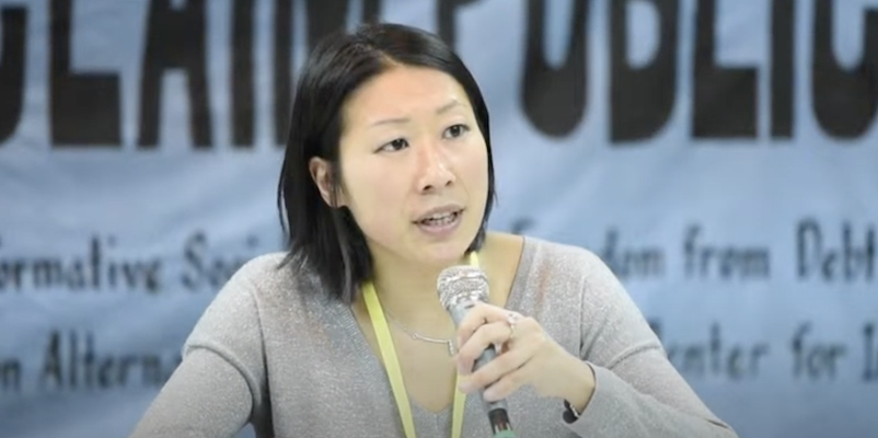 Satoko Kishimoto durante una conferenza nel 2018