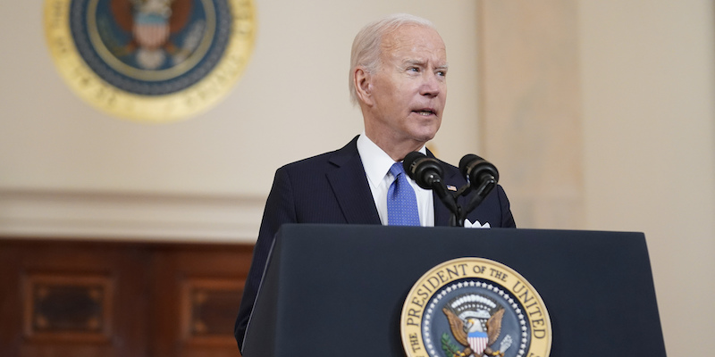 Joe Biden durante il discorso alla Casa Bianca (AP Photo/ Andrew Harnik)