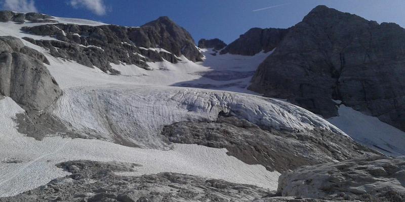 Il ghiacciaio della Marmolada nel 2019 (ANSA/RENATO COLUCCI)