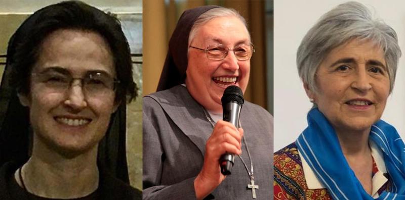 Le tre donne nominate da Papa Francesco nel dicastero dei vescovi: da sinistra, le suore Raffaella Petrini e Yvonne Reungoat, e Maria Lia Zervino (ANSA/ VATICAN MEDIA)