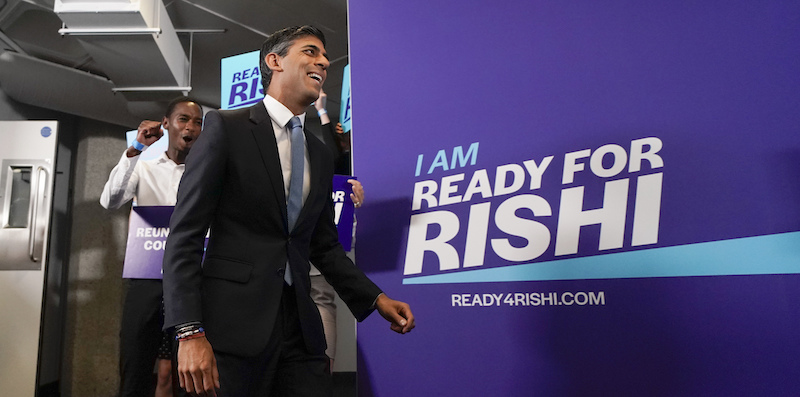 Rishi Sunak durante un evento della sua campagna elettorale (AP Photo/Alberto Pezzali)