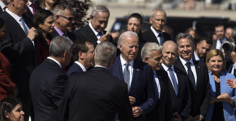 Joe Biden al suo arrivo in Israele (Amir Levy/Getty Images)