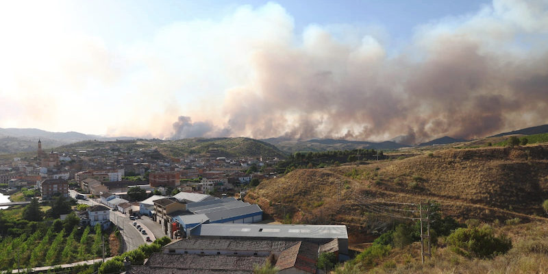 Fumo di un incendio vicino ad Ateca, in Spagna, il 21 luglio 2022 (Governo dell'Aragona/Xinhua via ZUMA Press, ANSA)